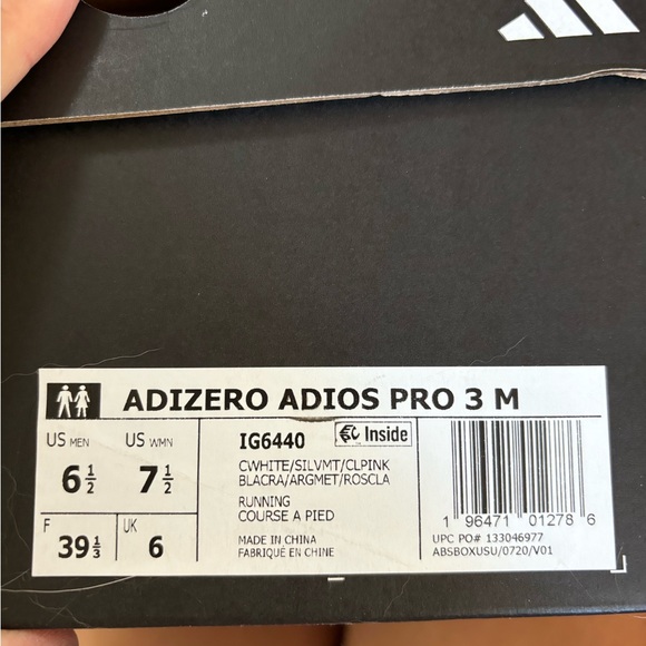 NWT Adidas Adizero Adios Pro 3 Tokyo Edition, Sakura Pink, W 7.5 / M 6.5 - Picture 3 of 5